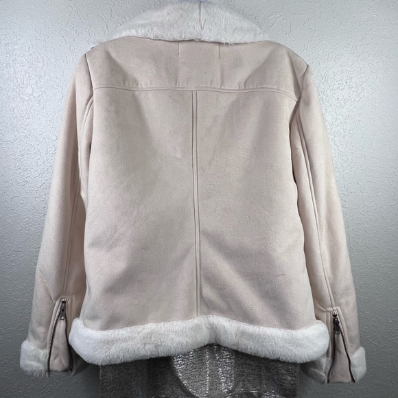 Cupcakes & Cashmere Faux Suede & Fleece Draped neck‎ Moto Jacket, S - Picture 8 of 9